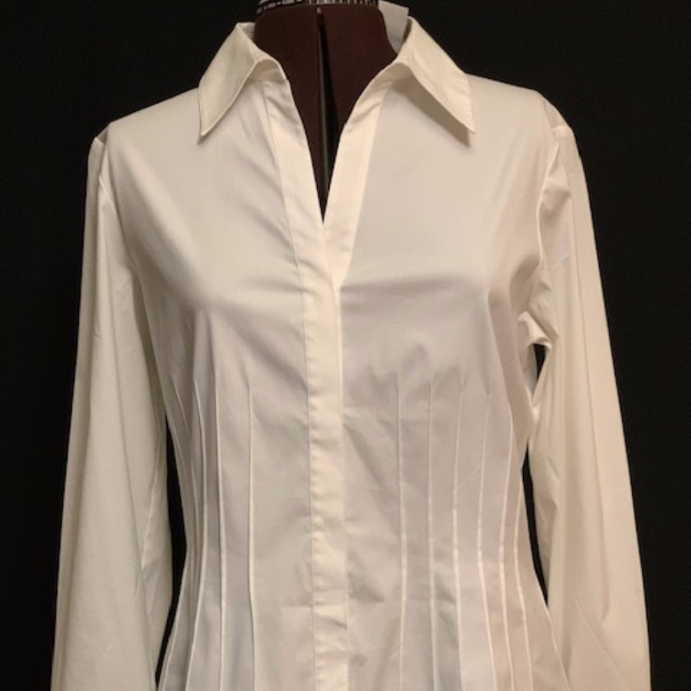 Lafayette white stretch cotton blouse size 12